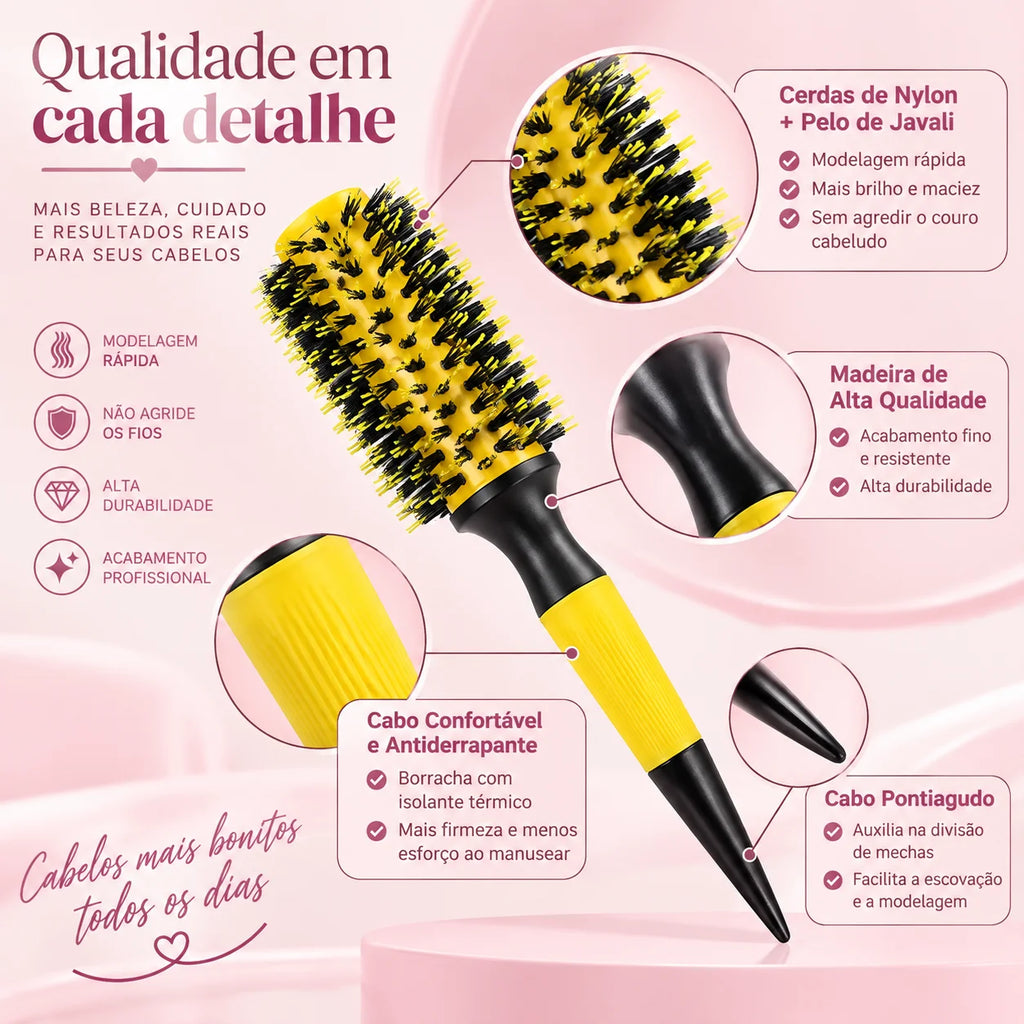 Kit 5 Escovas de Cabelo Profissionais – Modelagem e Finalização