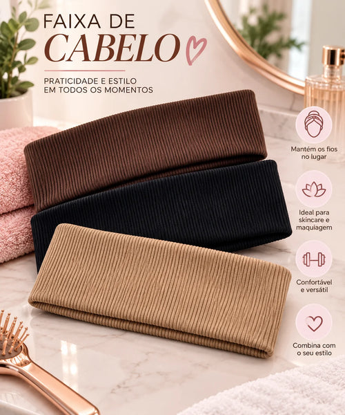 Kit 3 Faixas de Cabelo Femininas em Ribana – Confortáveis e Elásticas