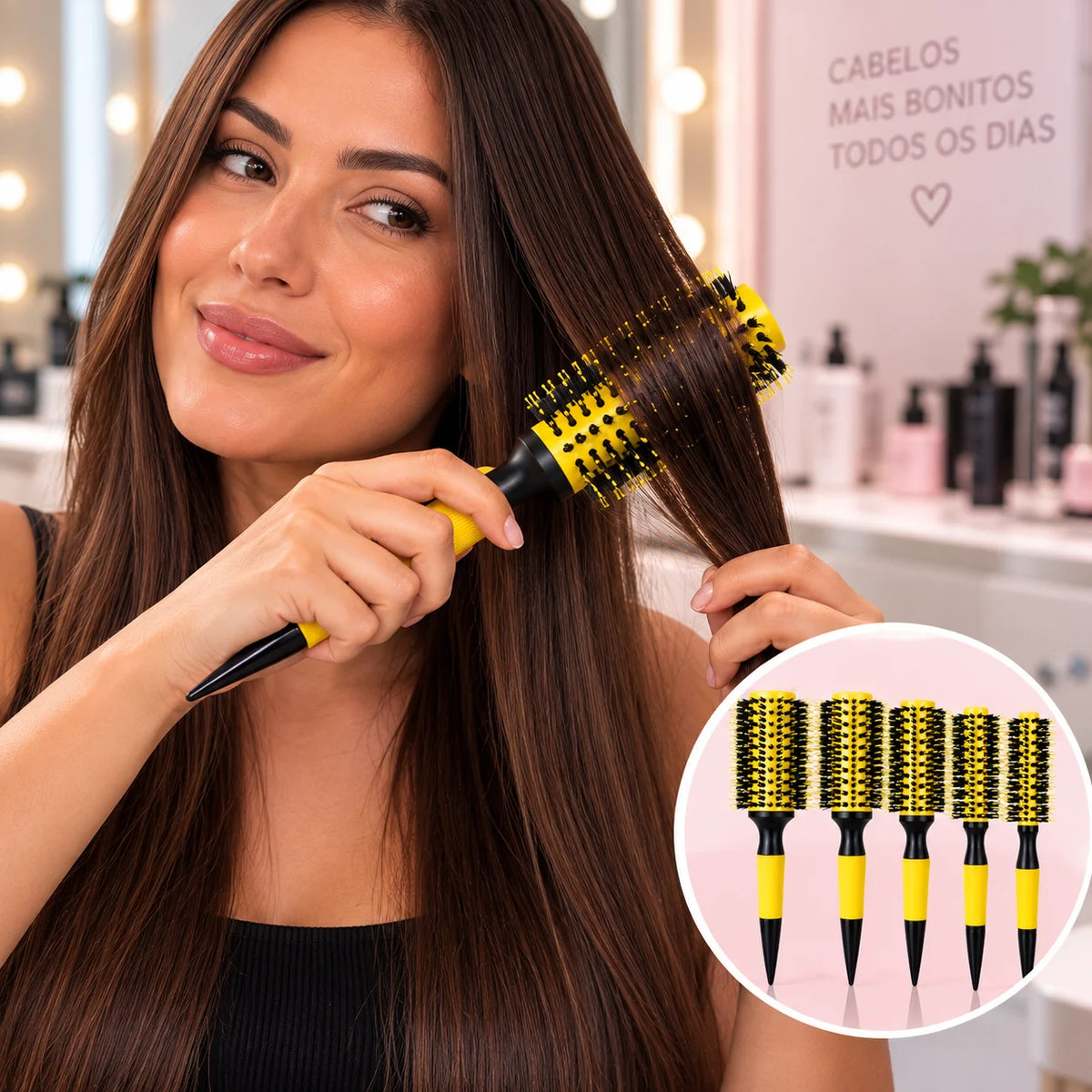 Kit 5 Escovas de Cabelo Profissionais – Modelagem e Finalização