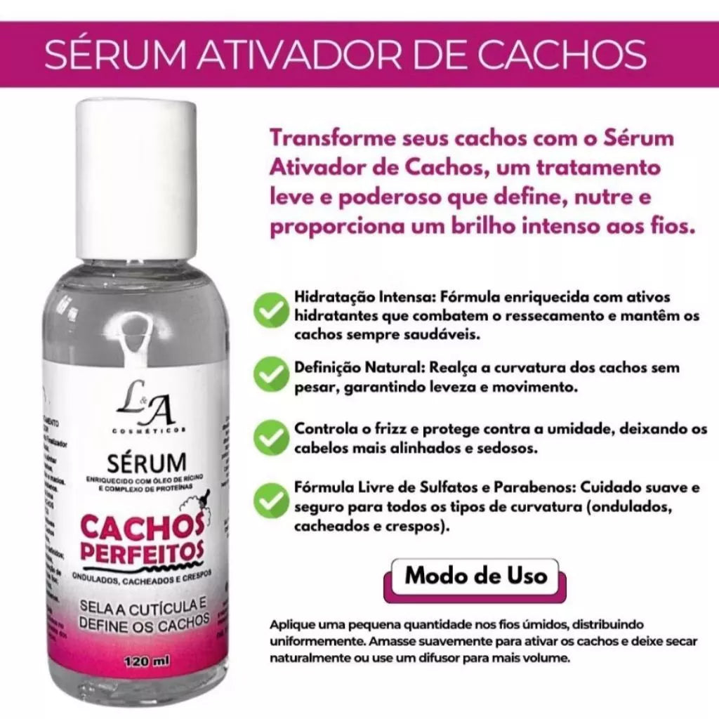 Sérum Ativador de Cachos – Definição, Brilho e Controle do Frizz | 120ml