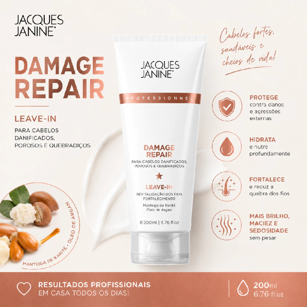 Leave-in Damage Repair Jacques Janine Revitalização e Proteção Térmica – 200ml