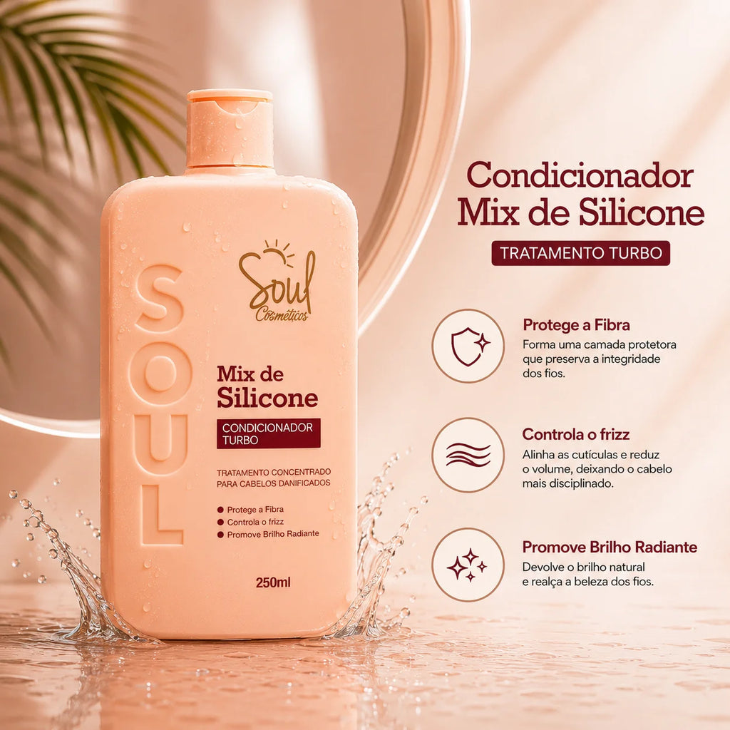 Kit Capilar Soul Cosméticos Mix de Silicone – Hidratação & Brilho | 3 Itens