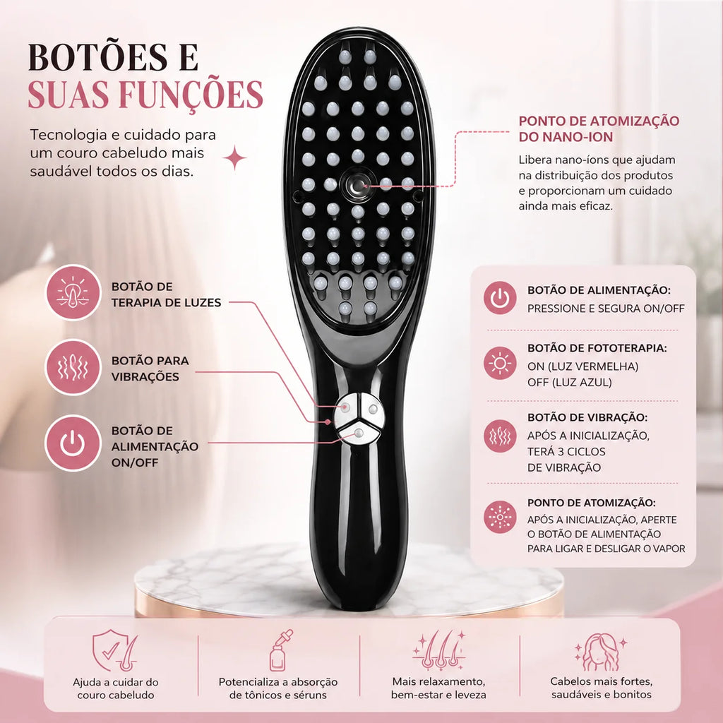 Escova Scalp Care 4 em 1 – Massagem e Tratamento Capilar