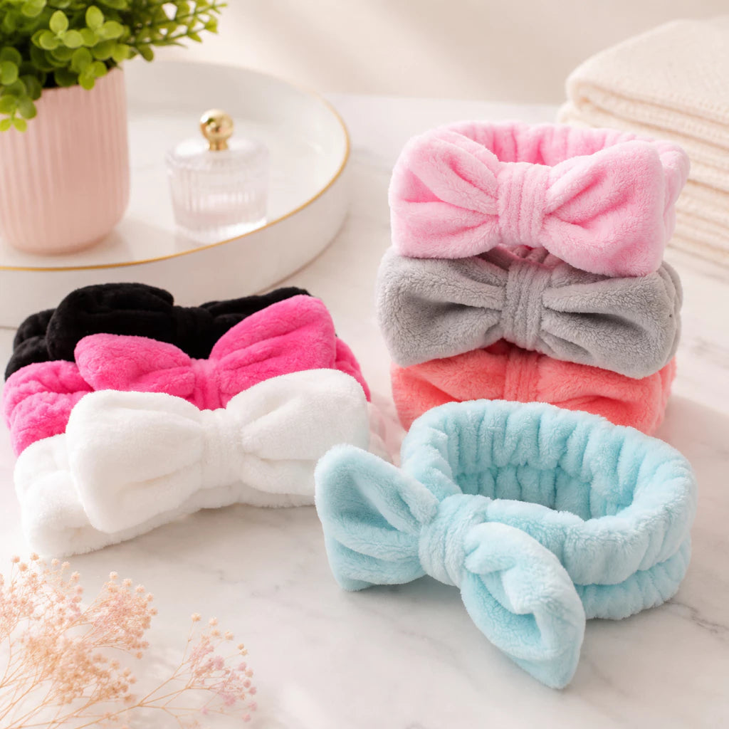 Faixa de Cabelo com Laço para Maquiagem, Skincare, Spa e Banho