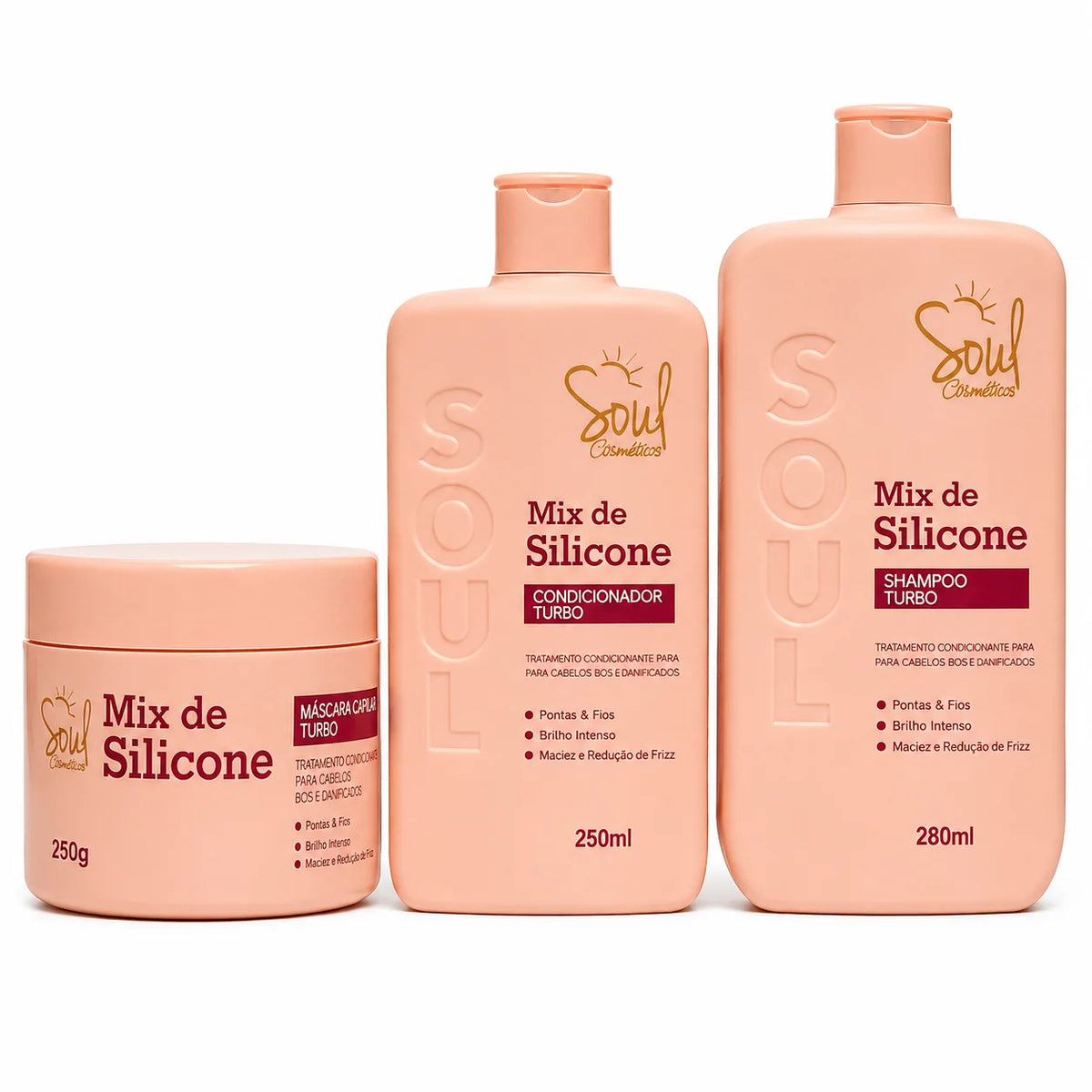 Kit Capilar Soul Cosméticos Mix de Silicone – Hidratação & Brilho | 3 Itens