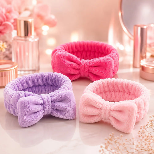 Faixa de Cabelo com Laço para Maquiagem, Skincare, Spa e Banho