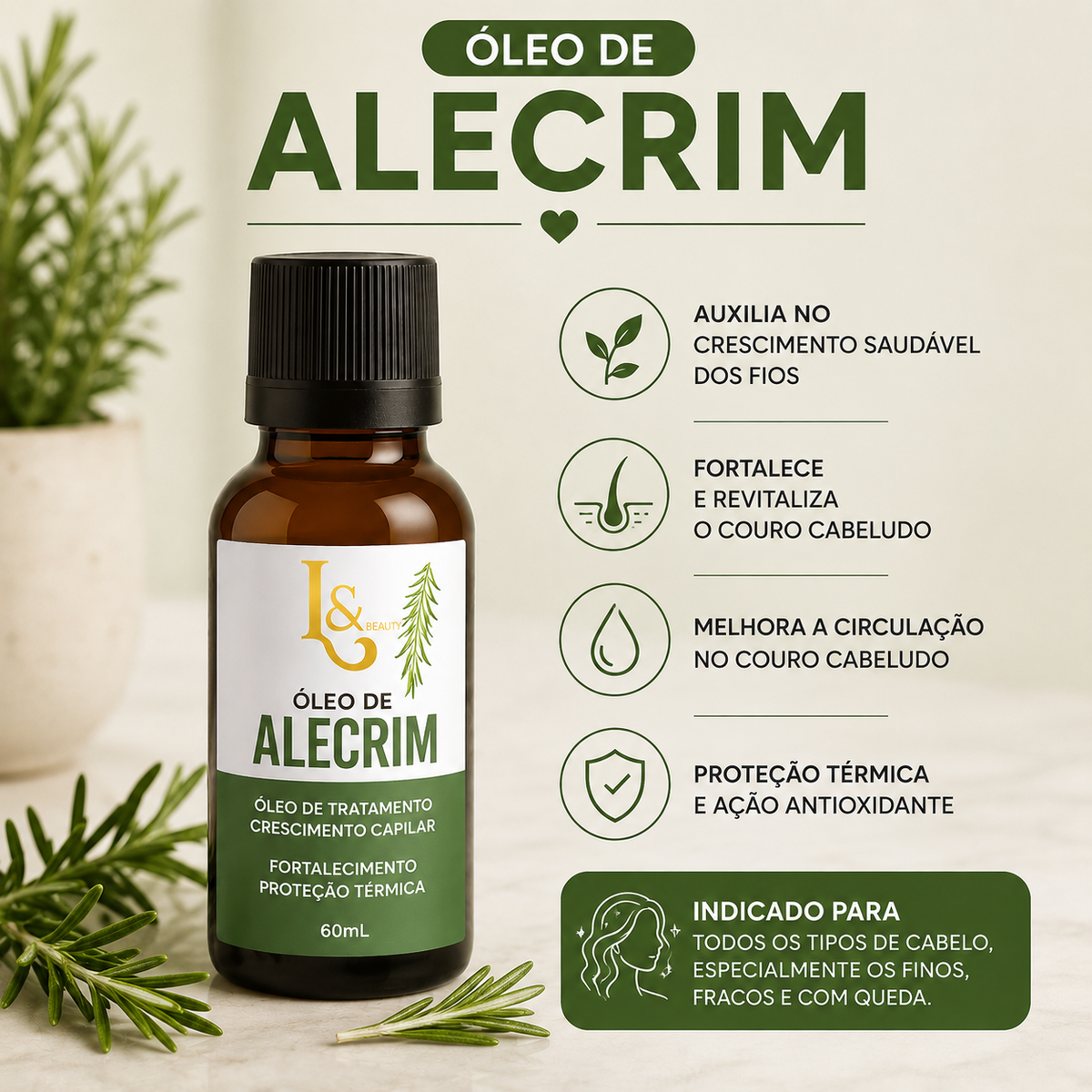 Kit Terapia Capilar – Alecrim, Rícino & Coco | 3x 60ml