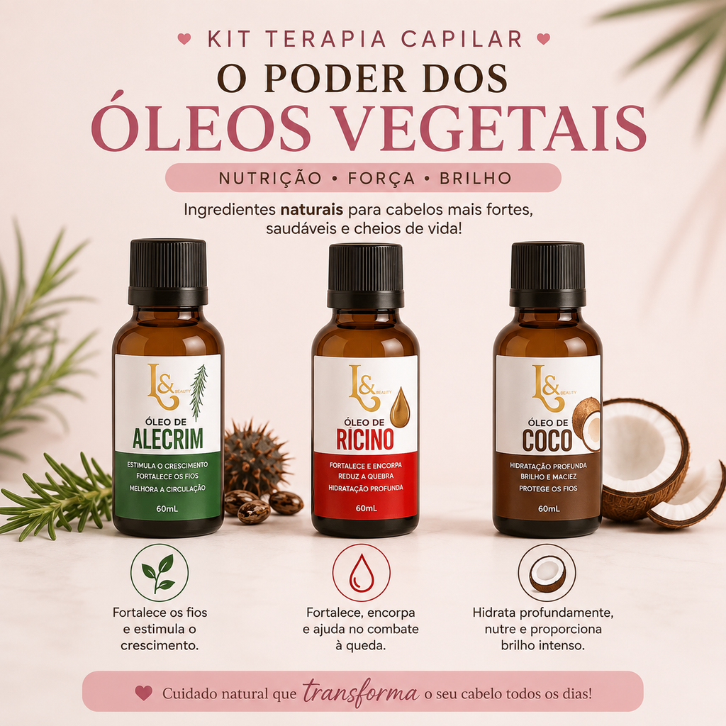 Kit Terapia Capilar – Alecrim, Rícino & Coco | 3x 60ml