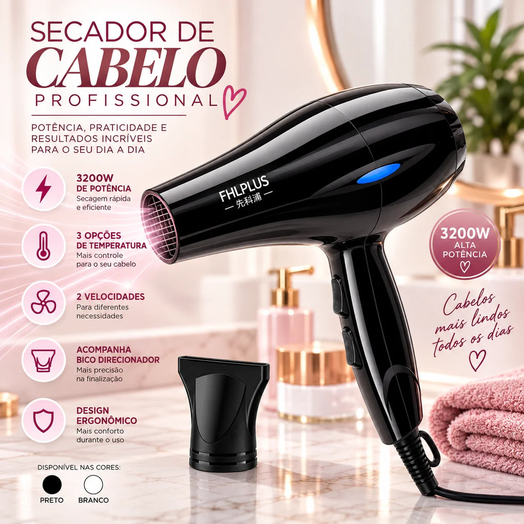 Secador de Cabelo 110v Profissional 3200w - Voltagem 110v--6881