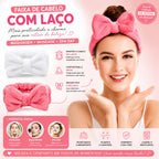 Faixa de Cabelo com Laço para Maquiagem, Skincare, Spa e Banho